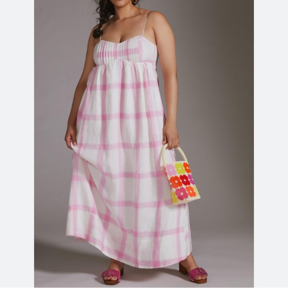 Anthropologie Maeve Linen tie- back maxi dress